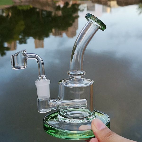 6 inç Sline Perc Cam Bongs ile 4mm Quartz Banger Bookahlar 14mm Dişi Eklem Mini Teçhizatları Su Boruları Yağ Dab Talimler 4 Renkler CS181