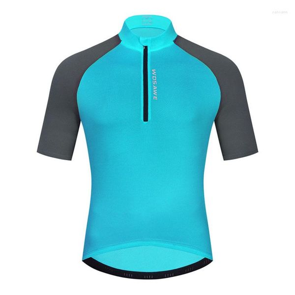 Jackets de corrida wosawe Men Cycling Jersey Hidrura Absorção de umidade respirável Faixa reflexiva de manga curta Polyster Running Running