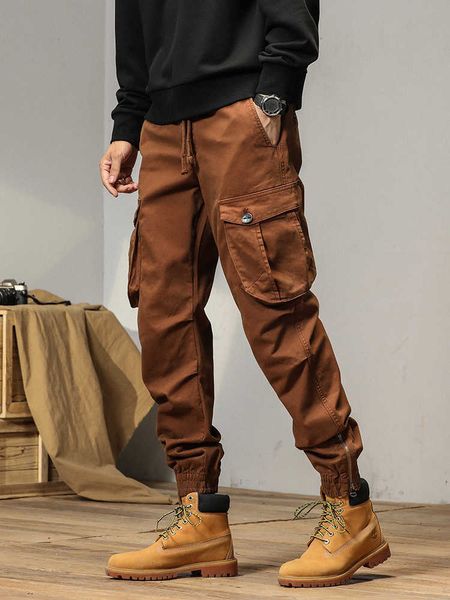 Herrenhosen Frühling Sommer Reißverschluss Bein Feste Cargohose Männer Streetwear MultiPockets Jogger Slim Fit Arbeitshose Lässige Baumwolle Taktische Hose Z0306