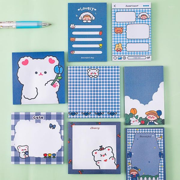 Taccuini memo carini Orso cartone animato 8X8 cm Note adesive Studentessa Messaggio Blocco note Materiale scolastico Notebook Cancelleria Kawaii