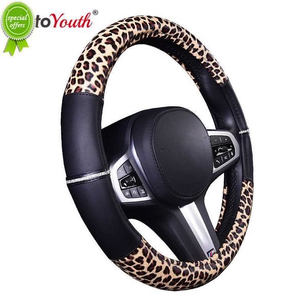 New Black Real Hole Pattern Linea di pressione in PVC Due cuciture a diamante Coprivolante con motivo leopardato universale per 37-39 cm