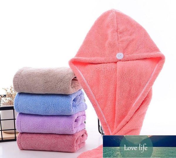 Mikrofiber Banyo Aletleri Düz Renk Saç Kurutma Kapağı Kadınlar Emici Hızlı Kurucu Uzun Kaput Coral Polar Havlu Fabrika Outlet