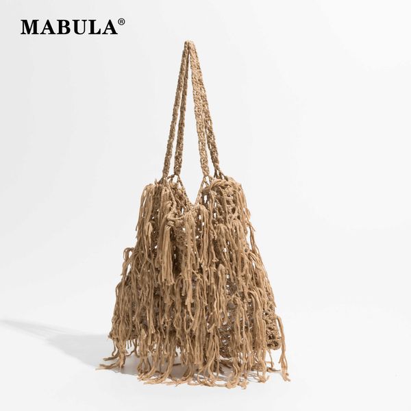 Bohemian Tassel Cotton Copt Beach Bag Small Woven Fish Stembag Simbag Легкая сетка ручной работы для Shopper 230315