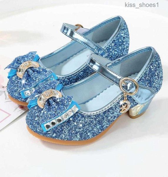 Flat Shoes Spring Summer Girls Glitter ткань детская кожа высокие каблуки Bownot Prinestone Подвеска Мэри Джейн для свадебной вечеринки12013097