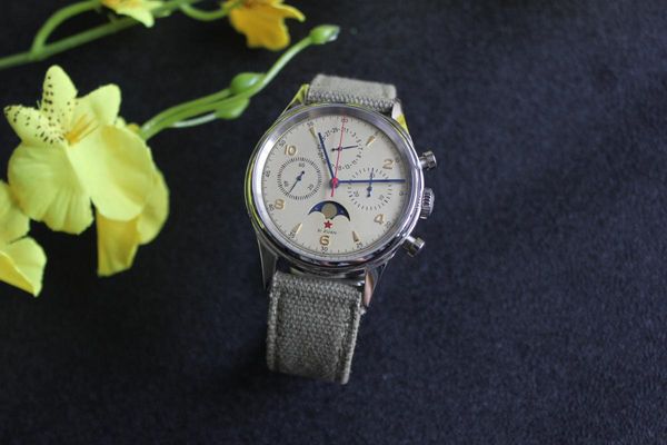 Armbanduhren Uhr 40mm Durchmesser Multifunktionsuhr Saphirspiegel Leuchtanzeige Militärische Luftfahrt Herrenuhren