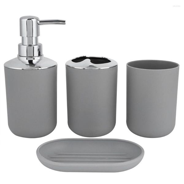 Conjunto de acessórios de banho 4pcs/conjunto de plástico banheiro escova de vaso sanitário de dentes escova de copo de copo de copo Dispensador de prato Acessórios