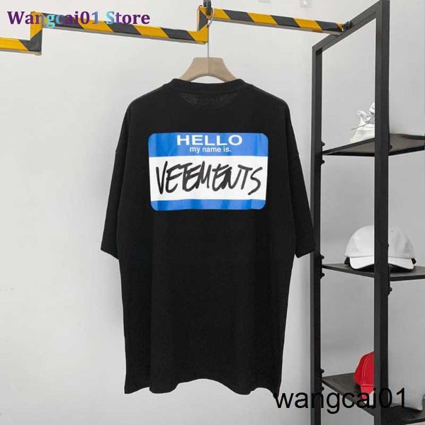 wangcai01 T-shirt fai da te T-shirt da uomo VETENTS di alta qualità 1 1 VTM CIAO IL MIO NOME È Camicie da donna Vetents Edizione limitata Short Seve 0315H23