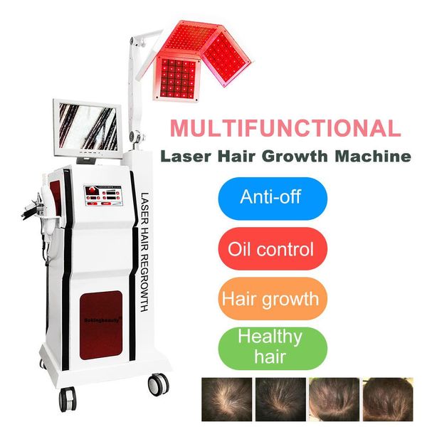 Professionelle vertikale Laser-Anti-Haarausfall-Maschine, Haarwuchs-Wachstumsausrüstung mit Hochfrequenz-650-nm-Laser-Kopfhautbehandlungserkennung für den Einsatz in der Klinik
