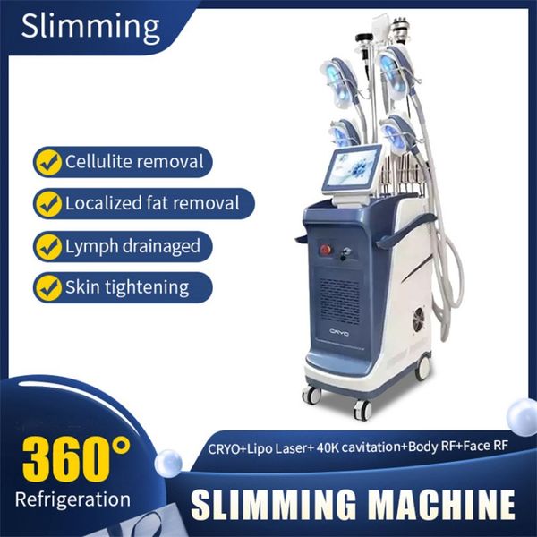 2024 Skin Lift Vacuum Cavitation 360 Cryo RF 5 Maniglie Macchina Laser Lipo Pad per dimagrimento del corpo e lifting del viso