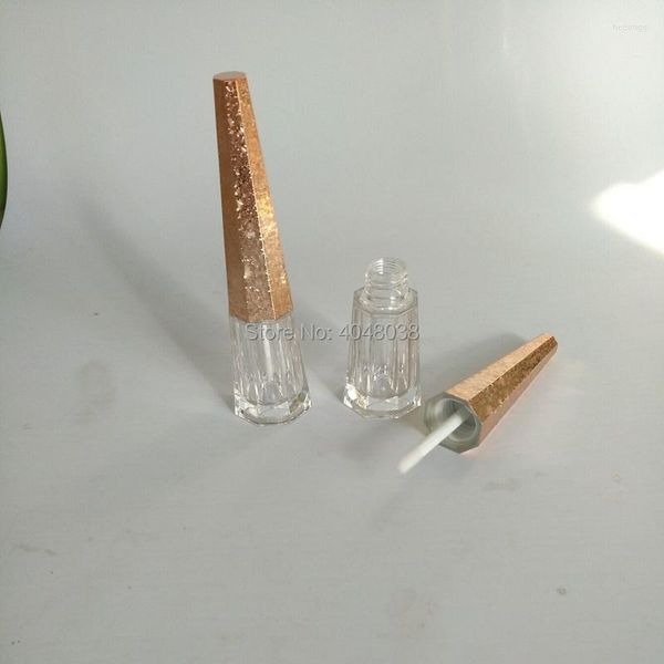 Aufbewahrungsflaschen, leere Lipgloss-Röhrchen, durchsichtig, kegelförmig, silberfarbener Crack-Gold-Kosmetikbehälter, nachfüllbar, 5 ml, Lipgloss-Stab, 10/25 Stück