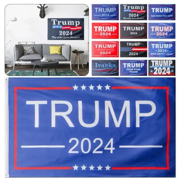 3х5 футов Trump 2024 Флаг верните баннер с флагом Америки с двумя латунными натулками для внутренних и внешних украшений дома Оптовые