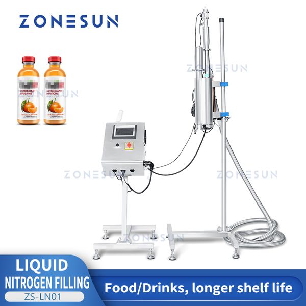 Zonesun Sıvı Azot Doldurma Makinesi Anti Oksidasyon Gıda Ürünleri İçin Deoksidize Etoksidize İçecekler Damproof Meyve Suyu Şişeler ZS-LN01