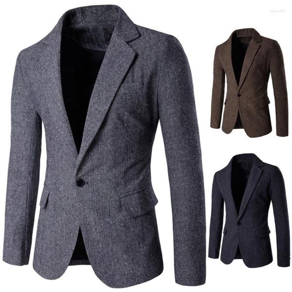 Ternos masculinos da primavera e outono pano masculino casual terno elegante botão de solteiro roupas masculino casaco cinza masculino