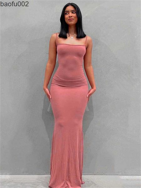 Повседневные платья Wsevypo Spaghetti Bess Bodycon Long Dress Summer 2022 Женщины без рукавов.