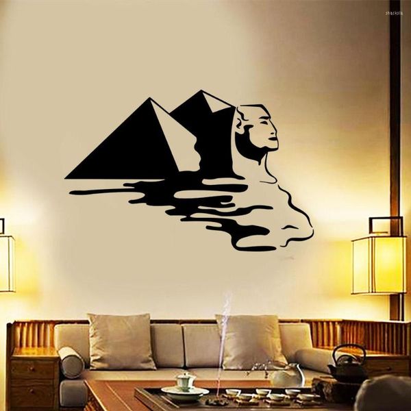 Adesivos de parede pirâmides egípcios Sphinx decalque removível Arte Mural Adesivo Mural Decoração da sala de estar CX1068