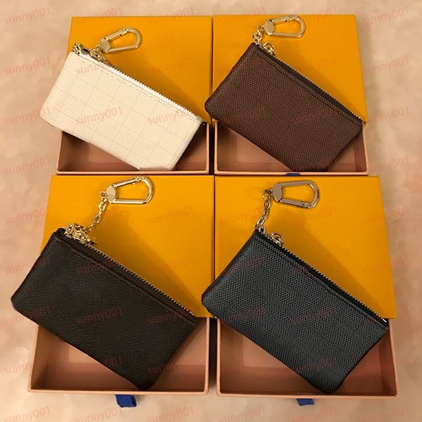 Carteira de designer de luxo masculina e feminina, bolsa de moedas, bolsa de chave curta, acessórios com zíper, mini chaveiro fashion, porta-cartão de crédito
