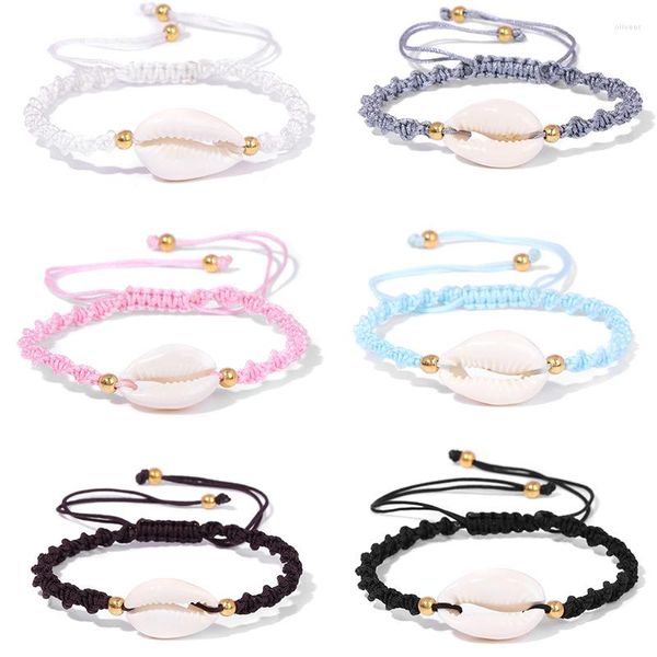 Strand Creative Shell Minchas Bracelets trançados Chain Bracelet Charme Natural Ajustável Bulbões Madeiras Mulheres Jewe