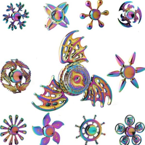 Spinner Toys Rainbow Hand Spinners Tri-Fidget Metal Gyro Dragon Wings Gying Fycing Spinning