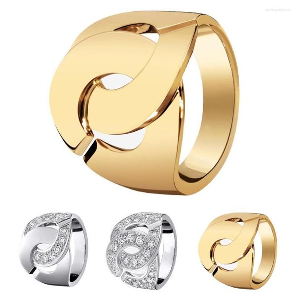 Кластерные кольца R16 Hancuffs Полное бриллиантовое кольцо 925 Серебряное покрытие 18 тыс. Золотого французского роскошного дизайнера ювелирных ювелирных украшений Подарок оптом