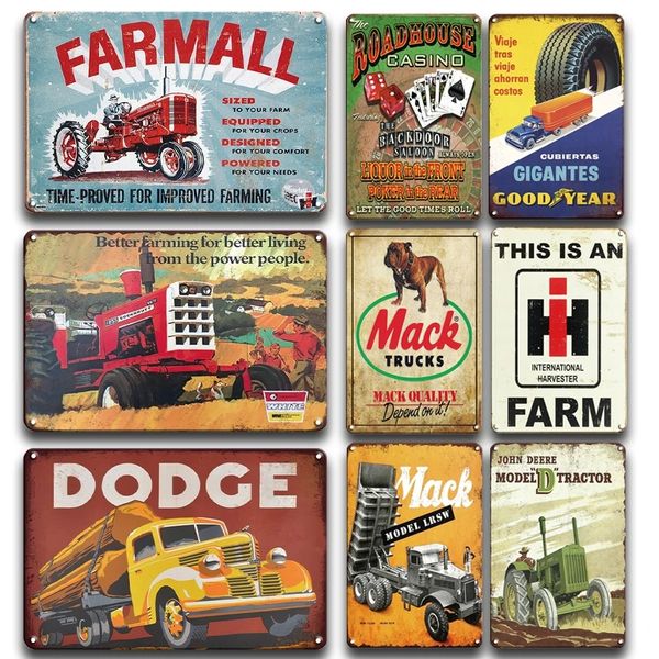 Farmall Truck Tin Poster Sign Vintage Farm Trucks Sinais de meta