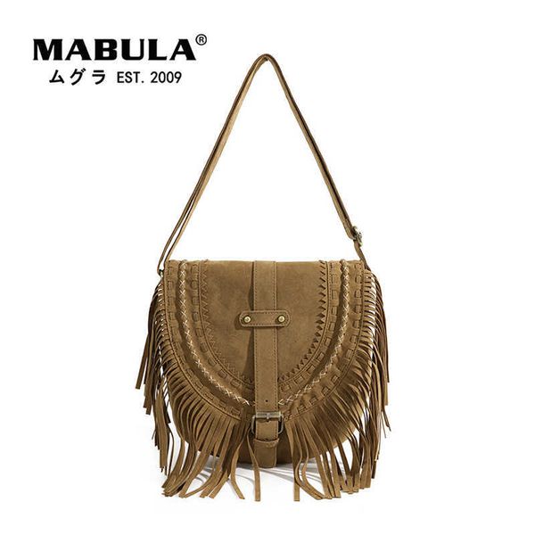 Mulheres vintage Saco de camurça faux crossbody com borla Bohemian Sling ombro bolsa de ombro grande capacidade Retro Hobo Travel Bolsa 230315