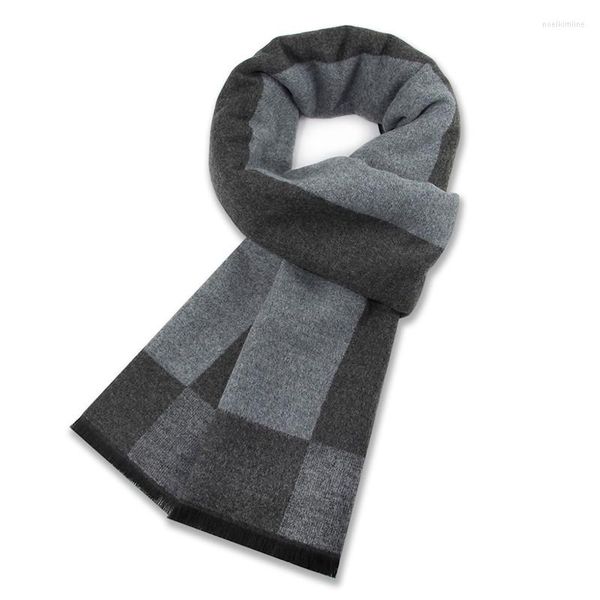 Schals Männer Kaschmir Schal Schwarz Grau Streifen Kleine Quadrat Stricken Hohe Qualität Mode Luxus Winter Casual Cubrebocas