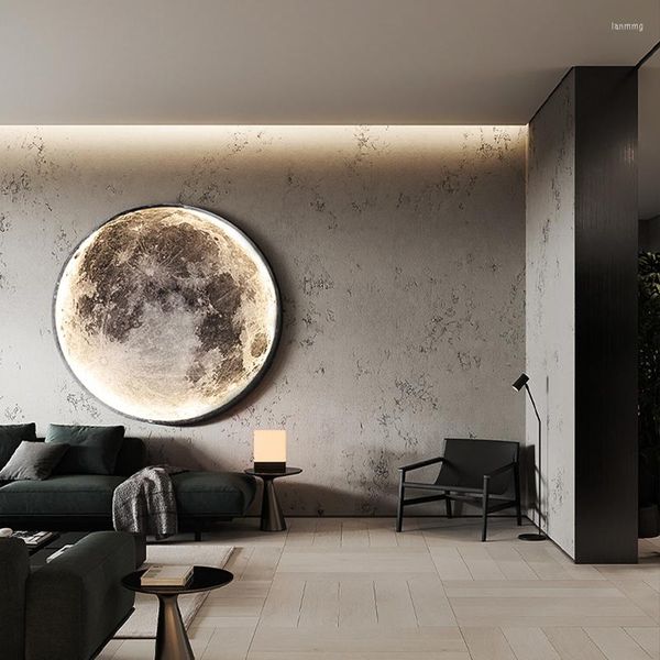 Стеновая лампа современная светодиодная луна минималистская роспись творческое освещение в помещении для спальни гостиная