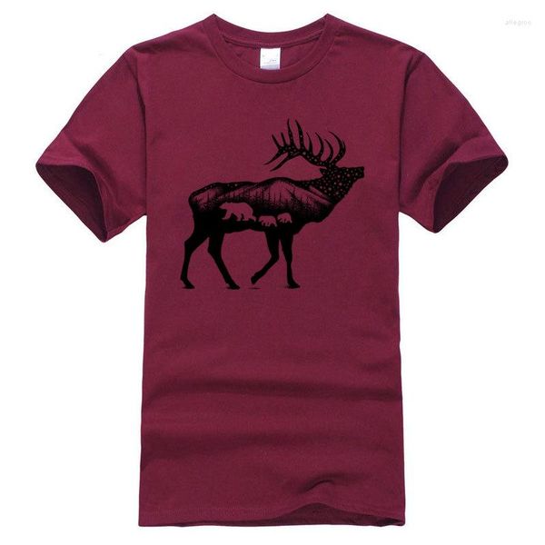 Herren-T-Shirts, lässiges ELK-Shirt, Funky Mother Day, schwarze Tops, T-Shirts, komplett aus Baumwolle, einfacher Stil, Europa, große Kleidung