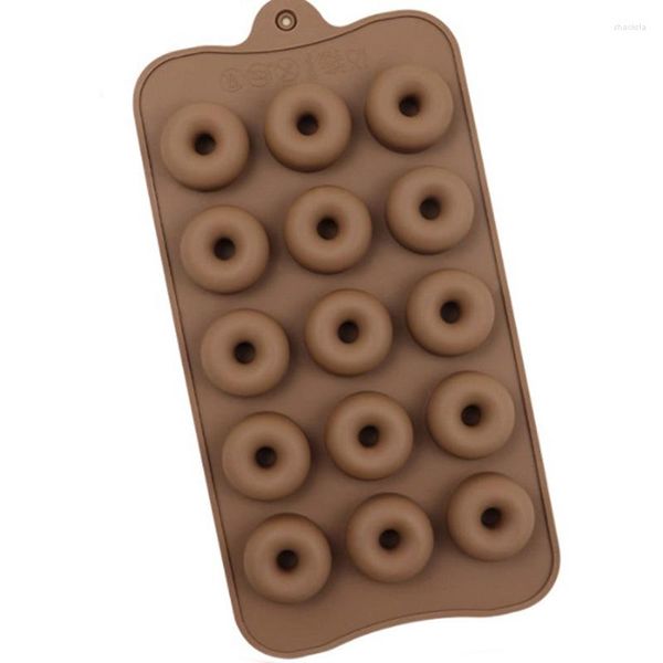 Moldes de cozimento 3D Donut Silicone Gummy Mold 15 Cavidade Cavidade Cabinete Chocolate Candy Cookie Mold Kitchen Tools