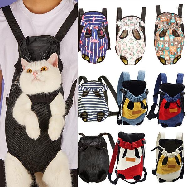 Capas de assento de carro de cachorro Cawayi Kennel Print Pet Transport Backpack Produtos de viagem ao ar livre Saco de ombro respirável para pequeno gato chihuahua