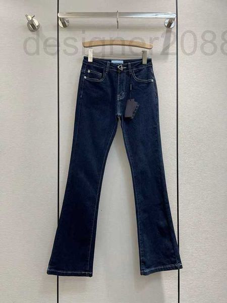 Jeans feminino Designer de cintura média alta e jeans levemente alargados são versáteis calças de esfrego