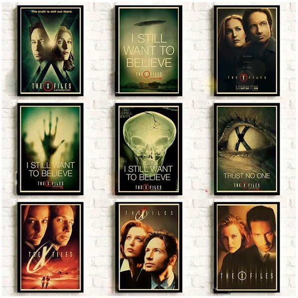 The X Files Tin Posters Alien UFO Serie TV Targa in metallo retrò Poster di film Immagine decorativa da parete per camera Adesivi murali Art House Decor Targa in metallo Dimensioni 30X20CM