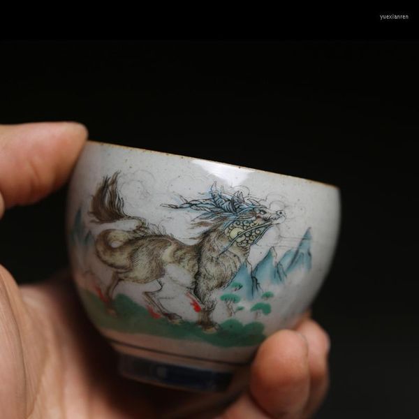 Tazze Piattini Montagna E Mare Classici Vintage Cinese Ceramica Tazza da tè Set Articoli da tè Animali Ciotola per cerimonia Tazza da tè Drago Botte