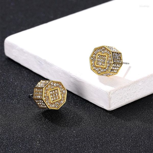 Ohrstecker GSOLD Hip Hop voller Strass Polygon für Frauen Männer Party Bling Luxus Kristall Iced Out geometrische Ohrring