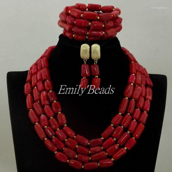 Brincos de colar Jóias de presentes para mulheres coral nigeriano coral africano contas de fantasia CJ686