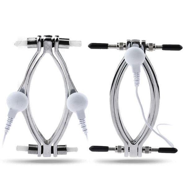 Giocattoli per adulti Accessorio per scosse elettriche Morsetto per labbra in acciaio inossidabile Cavo per speculum vaginale Parti per masturbatore a impulsi femminili Sesso 230314