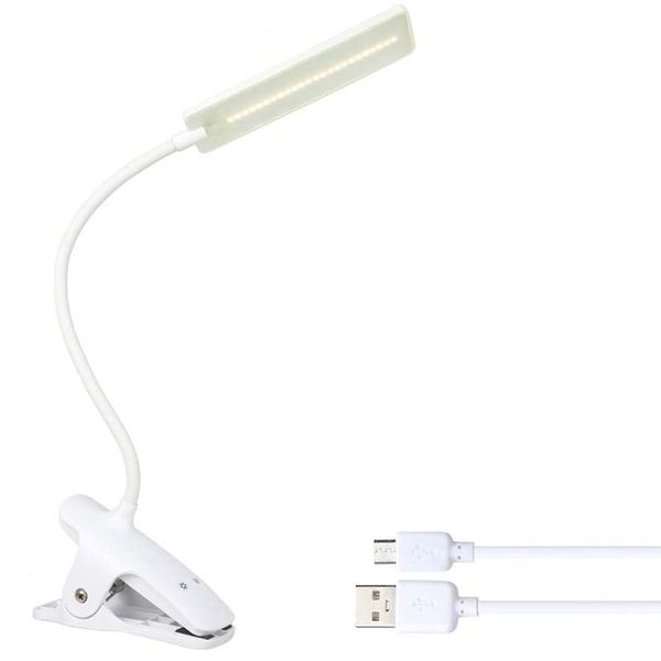 Tischlampen, LED-Leselicht mit Clip – wiederaufladbare USB-Buchlichter, Augenschutz, 24 LEDs, flexibler Hals, Nachttischlampe, Kontakt