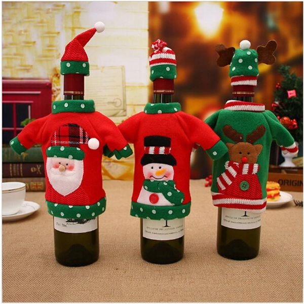 Decorações de Natal 1 conjunto de sacos de capa de garrafa de vinho tinto