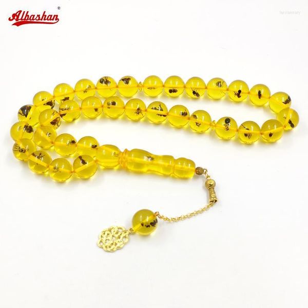 Strand Strands Strands Tasbih Big Size Real Insets Gold Gold Gold Misbaha Islâmico Rosário Kuwait Moda 33 Miços de Oração Muçulmana Turco