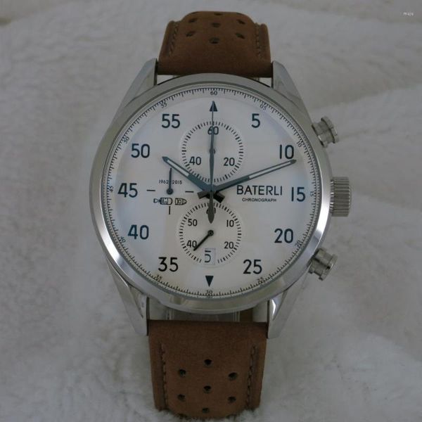 Kol saatleri orijinal en iyi gündelik kronograf erkek saatleri Japon kuvars paslanmaz çelik kasa etiketi A122