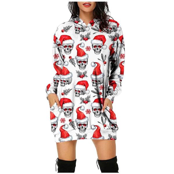 Vestidos casuais 2023 vestido de natal 3d mulheres impressas de inverno manga curta roupas de rua sexy roupas de rua