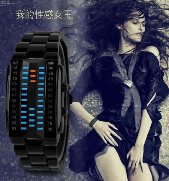 Bilek saatleri moda ikili led izle kadın spor saatleri çok fonksiyonlu elektronik bilezik çift reloj mujerwristswatches thun22