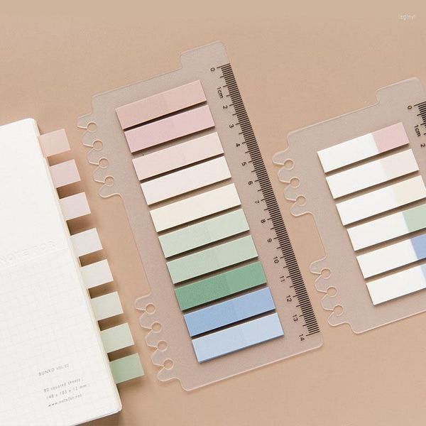 Morandi Colore Casuale Note adesive PET Impermeabile Memo Pad 3 Tipi Pagina Bandiera Indice Segnalibro Materiale scolastico di cancelleria creativa