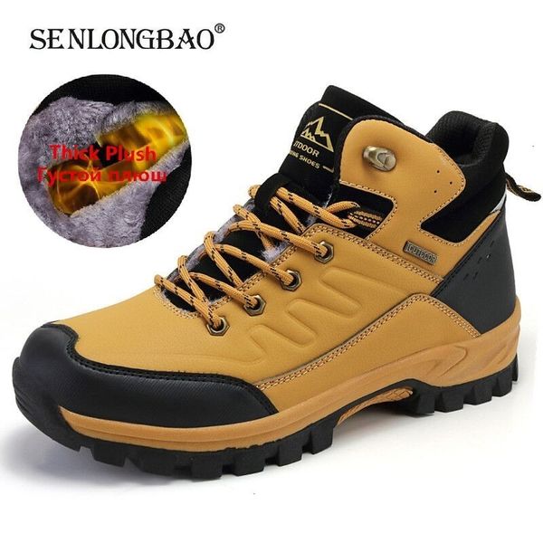 Sapatos de segurança Marca Botas de neve de inverno Botas de pelúcia de pelúcia quente Boas de caminhada sem deslizamento de botas de caminhada de botas de caminhada masculina no tornozelo masculino Tamanho 47