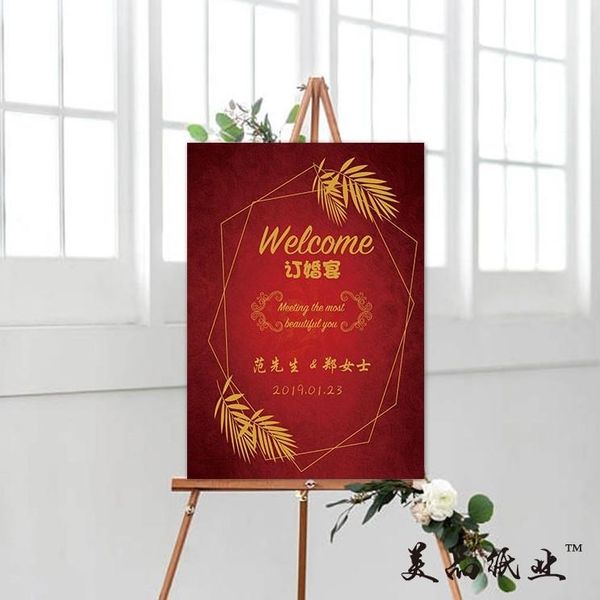 Decorazione per feste 1pc Logo personalizzato Immagine Tabellone di benvenuto per matrimoni Poster per biglietti d'affari Rosa Verde Giallo Rosso