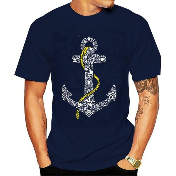 Camiseta masculina âncora camiseta masculina presente náutico marinheiro barco presente casual camiseta