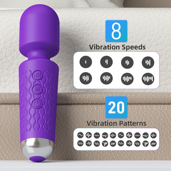 Вибраторы Draimior Mini Vibrator для женщины Портативный Av Wand 20 режимов вибрационный массажер.