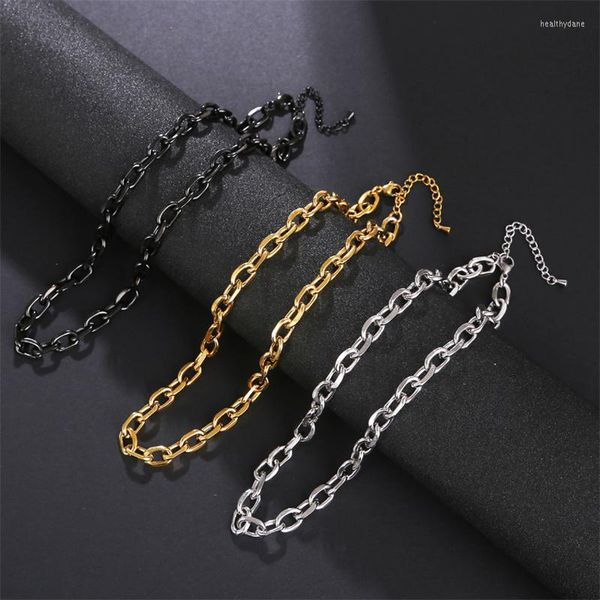 Catene Gioielli di moda Minimalista Creativo Collana in acciaio inossidabile a catena spessa con taglio geometrico impermeabile di alta qualità placcato oro 18 carati