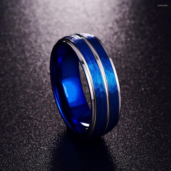 Кластерные кольца мужские обручальные кольца двухтоны синего кованого кольца вольфрам