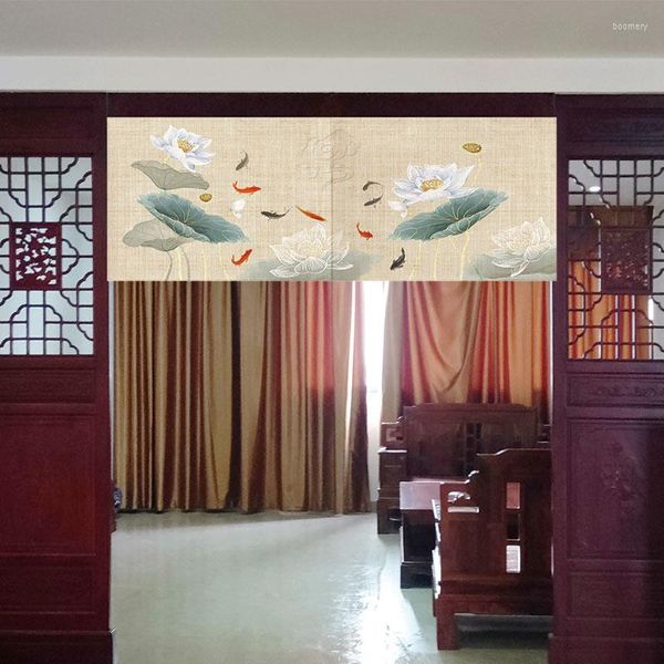 Cortina chinesa de lótus horizontal meia porta decoração da sala de estar pendurada partição